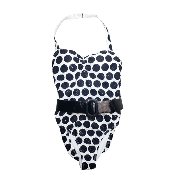JANTZEN One Piece Polka Dot Swimsuit with Belt - Picture 9 of 9